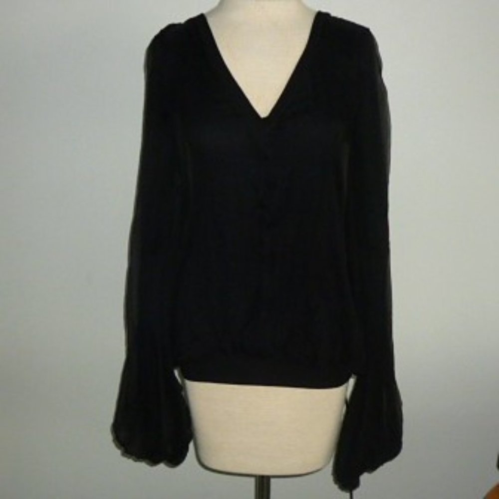 Robert Rodrigues Black Transparent Silk Blouse Size Xs